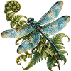 Libelle und Farn