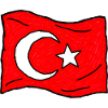 Handgezeichnete Türkei-Flagge im Wind