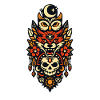 Mondtotem Wolfsschädel Blüten
