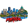 Montreal Skyline mit rotem Schriftzug