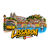 Lissabon Farbscape Tram Hafen