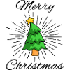 Merry Christmas - Tannenbaum mit Stern, Strahlen