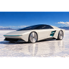 Weißer Retro-Concept-Car auf Salzsee