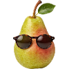 Birne mit Sonnenbrille lustiges Obst