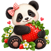 Süßer Panda mit Erdbeere