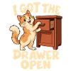Die Katze öffnet die Schublade