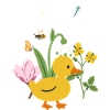 Ente Blumen Kinder Vogel Tierfreunde