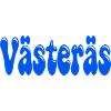 Västerås in blauen Buchstaben