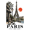 Paris Café am Seine am Abend