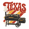 Texas BBQ Grill Retro Print