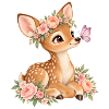 Hirsch mit Blumenkranz