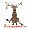 Rentier Frohe Weihnachten - Lichterkette im Geweih