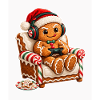 Lebkuchen-Gamer im Weihnachtsstuhl
