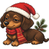 Dackel Weihnachtshut Weihnachts-Pixelkunst