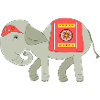 Elefant mit roter Deckentrage
