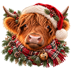 Highland Kuh in Weihnachtsstimmung