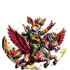 Punk Bunny-Waldelfe auf Regenbogen-Zebra-Einhorn