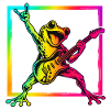Rockender Frosch mit E-Gitarre – Neon Rock