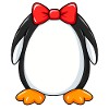 Pinguin mit roter Schleife