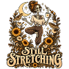 Still Stretching Skelett mit Sonnenblumen