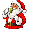 Weihnachtsmann mit Matcha Latte