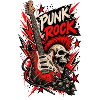 Punkrock-Totenkopf und Gitarre