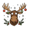 Lustiger Elch mit Christbaumkugeln