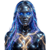 Neon-Cyborg mit erleuchtetem Herzen