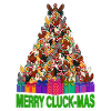 Hühner-Weihnachtsbaum mit Weihnachtsgeschenken