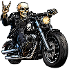 Totenkopf Biker auf Motorrad