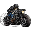 Skull Biker auf Chrome-Motorrad