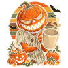 Halloween-Kürbis Coffee-Lover Retro 70er-Jahre