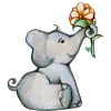 Aquarell Elefantenbaby mit Blume