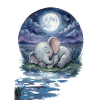 Schlafender Elefant im Mondschein
