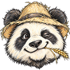 Zwinkernder Panda-Bauer Strohhut-Niedliche Tierkunst