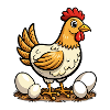 Niedliche Mama-Huhn mit Eiern