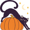 Night Stretch Pumpkin-Katze
