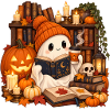 Gemütlicher Halloween-Bibliotheksgeist