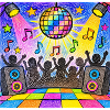 Bunte Disco-Party – Retro-Tanzfläche