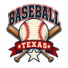 Texas Baseball Emblem mit Schlägern