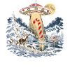 Weihnachts-UFO-Zuckerstangenentführungsdesign