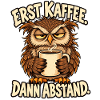 Morgenmuffel Eule mit Kaffee