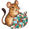 Fröhlicher Degu mit buntem Frostmosaikblatt