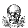 Gotischer Schädel mit Rosen