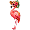 Flamingo mit Hut und Blüten