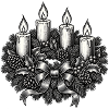 Adventskranz Schwarz Weiß Illustration