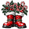 Festliche Stiefel mit Candycane Gesteck