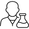 Wissenschaftler mit Laborflaschen-Linien-Symbol