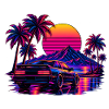 Klassischer 80er-Jahre-Retro-Wave-Stil