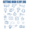 Luftfahrt Doodle Icons für Piloten